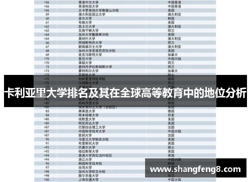 卡利亚里大学排名及其在全球高等教育中的地位分析